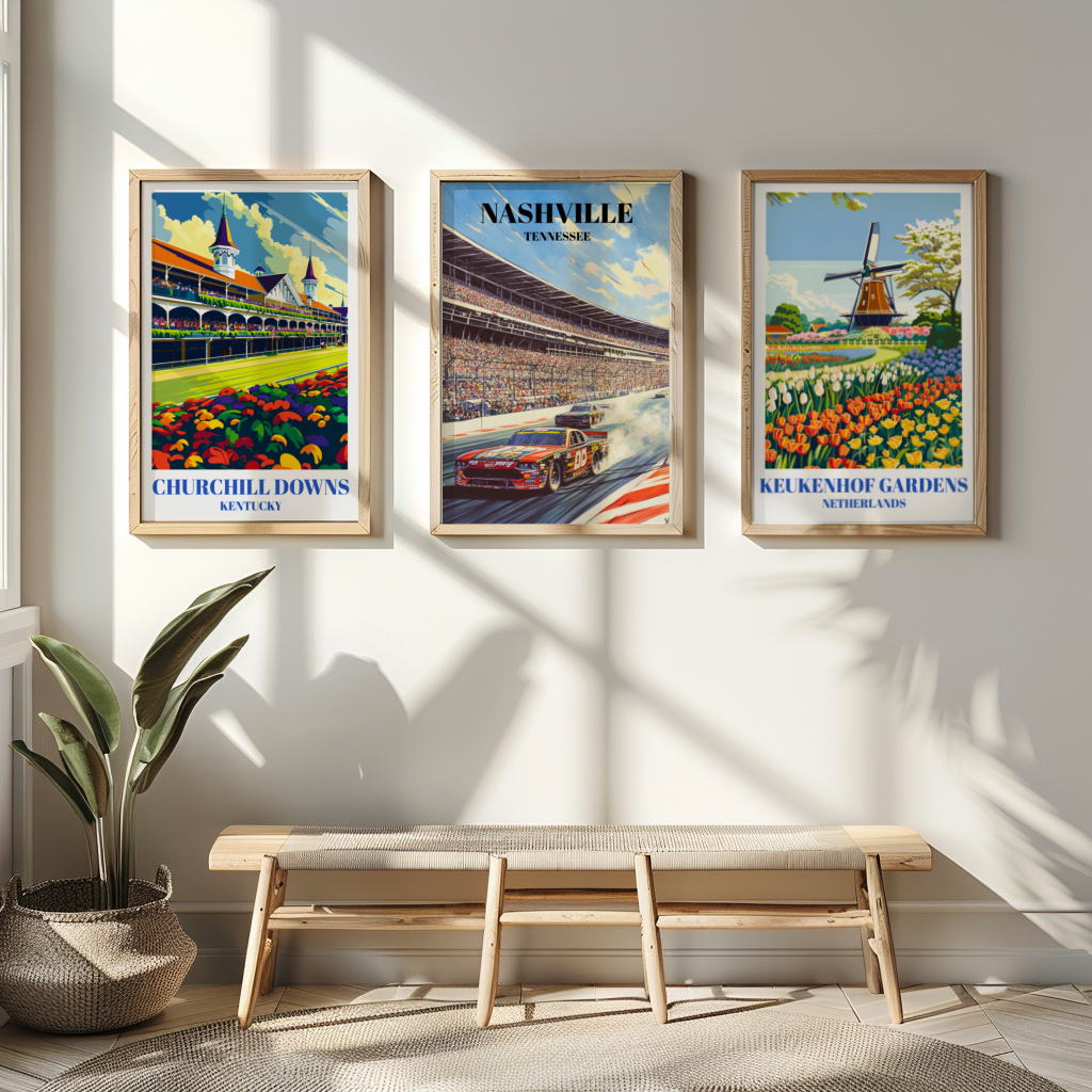 Nashville, Tennessee Superspeedway Travel Poster - Racing Wall Art, Motorsports Decor