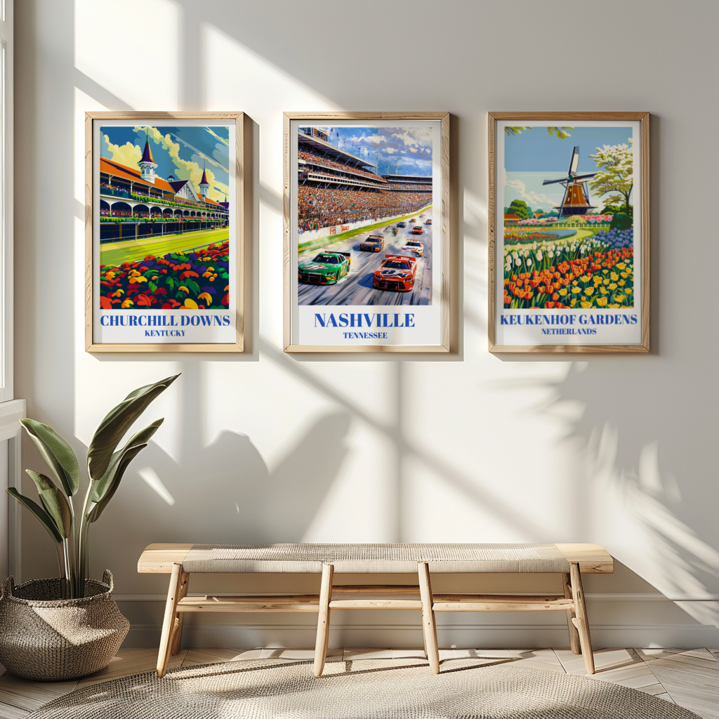 Nashville Tennessee Speedway Travel Print, Retro Racing Wall Art, Race Track Print