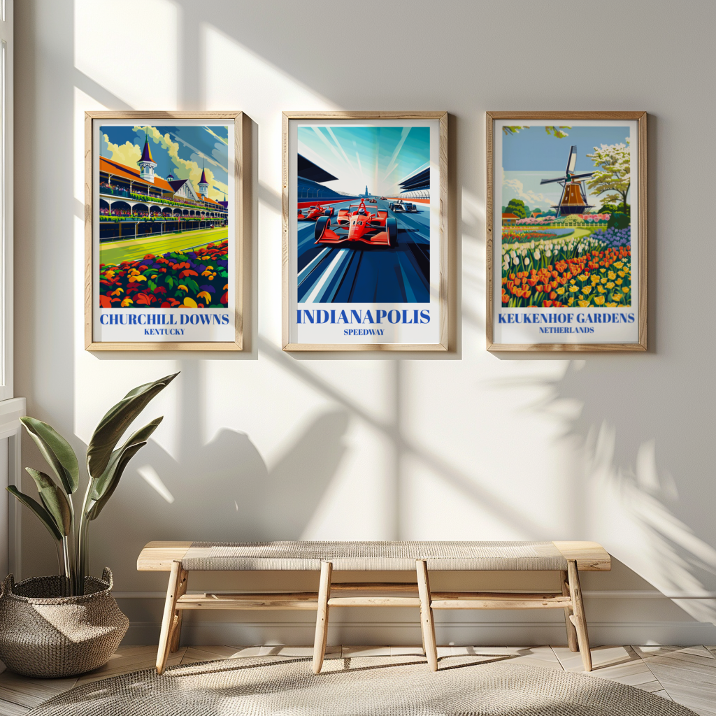 Indianapolis 500 Raceway Travel Poster, Indy Race Track Wall Art