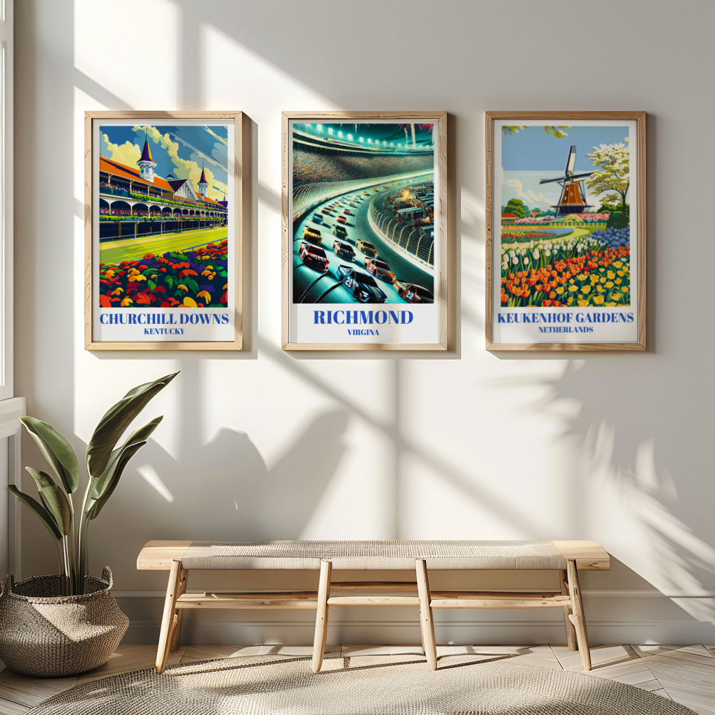 Richmond, Virginia Raceway Travel Poster, Stock Car Race Print