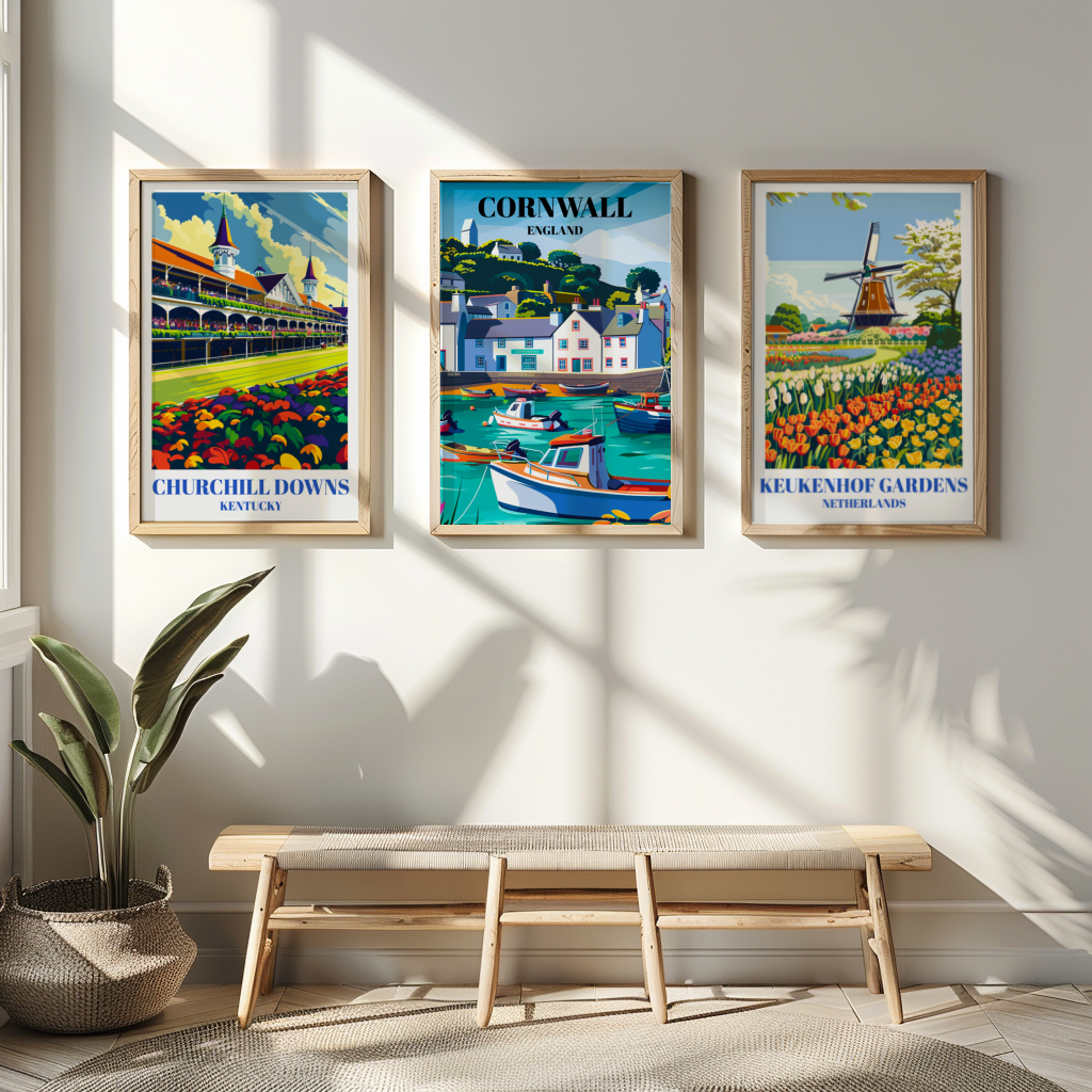 Looe Fishing Village Travel Poster, Cornwall, England, Coastal Wall Art