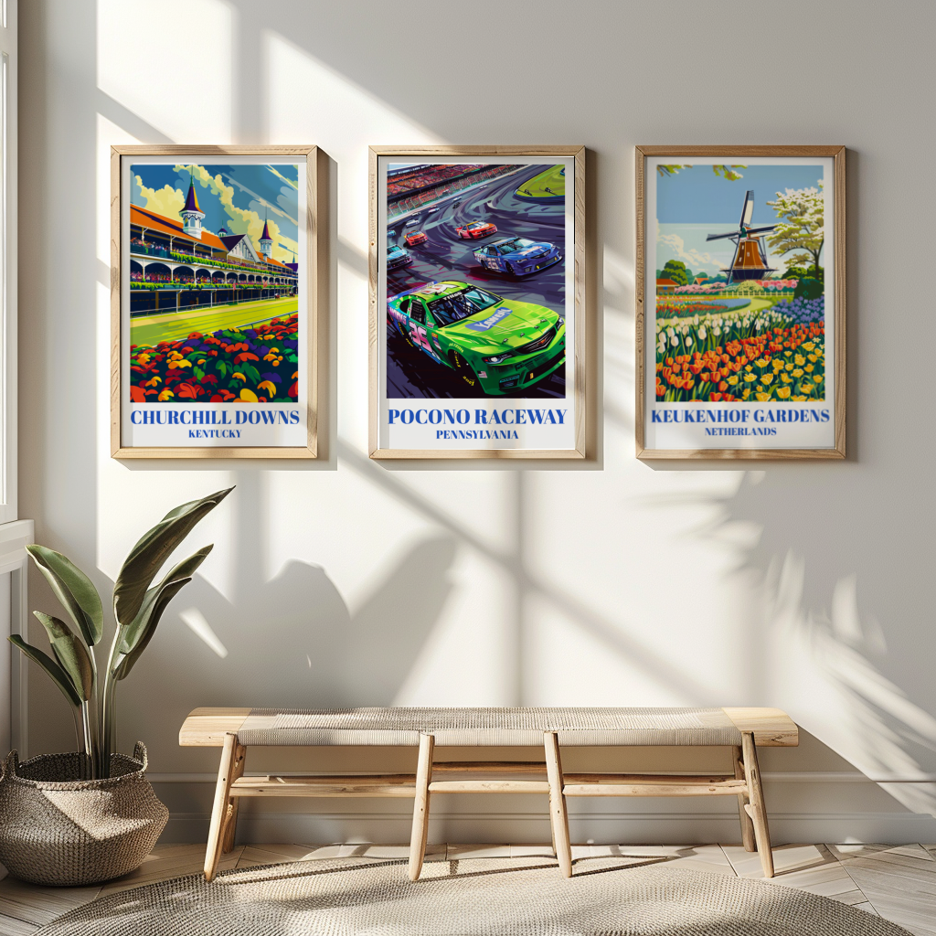 Pocono Raceway NASCAR Race Track Travel Poster,