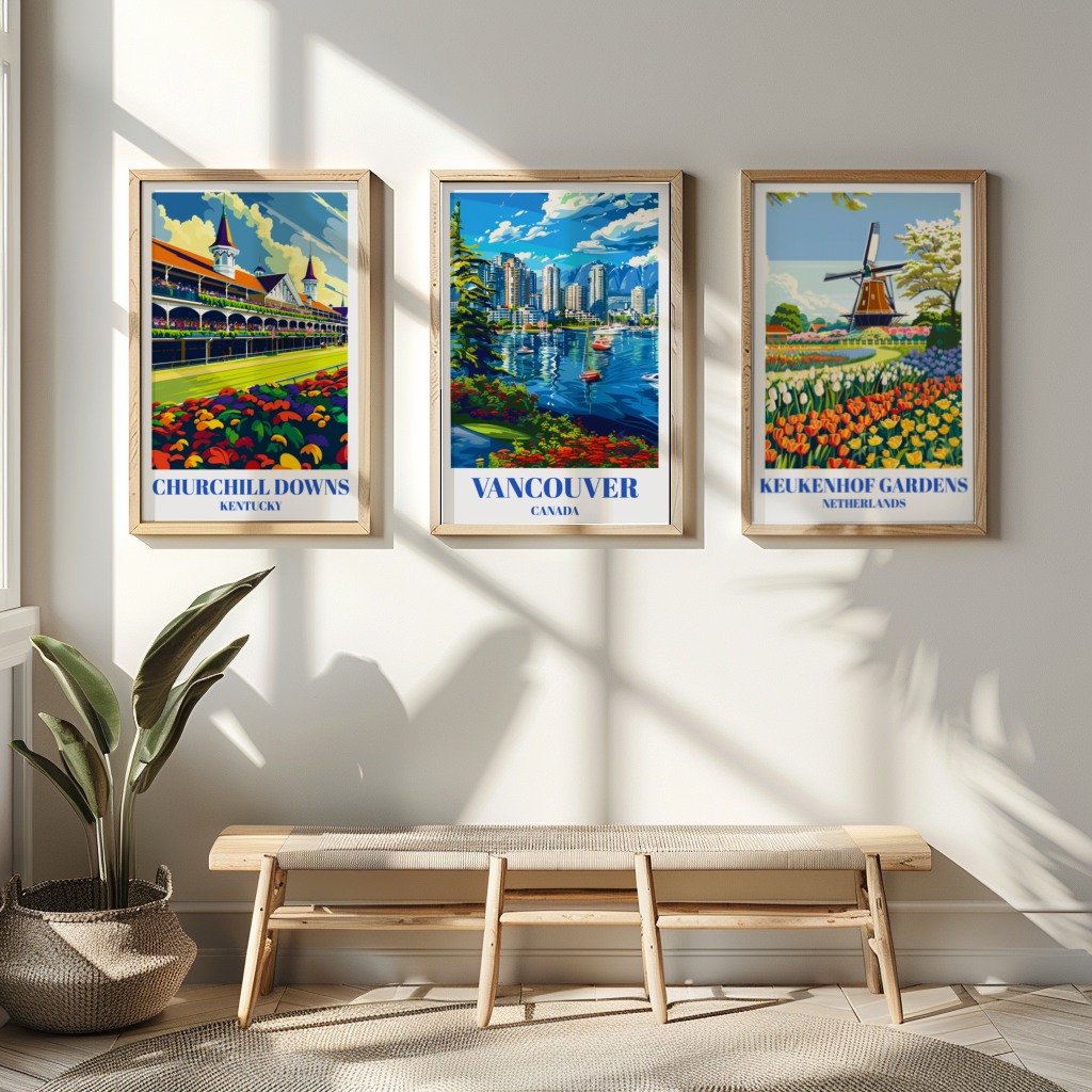 Coal Harbor Vancouver Canada Travel Poster, City Skyline Art Print,