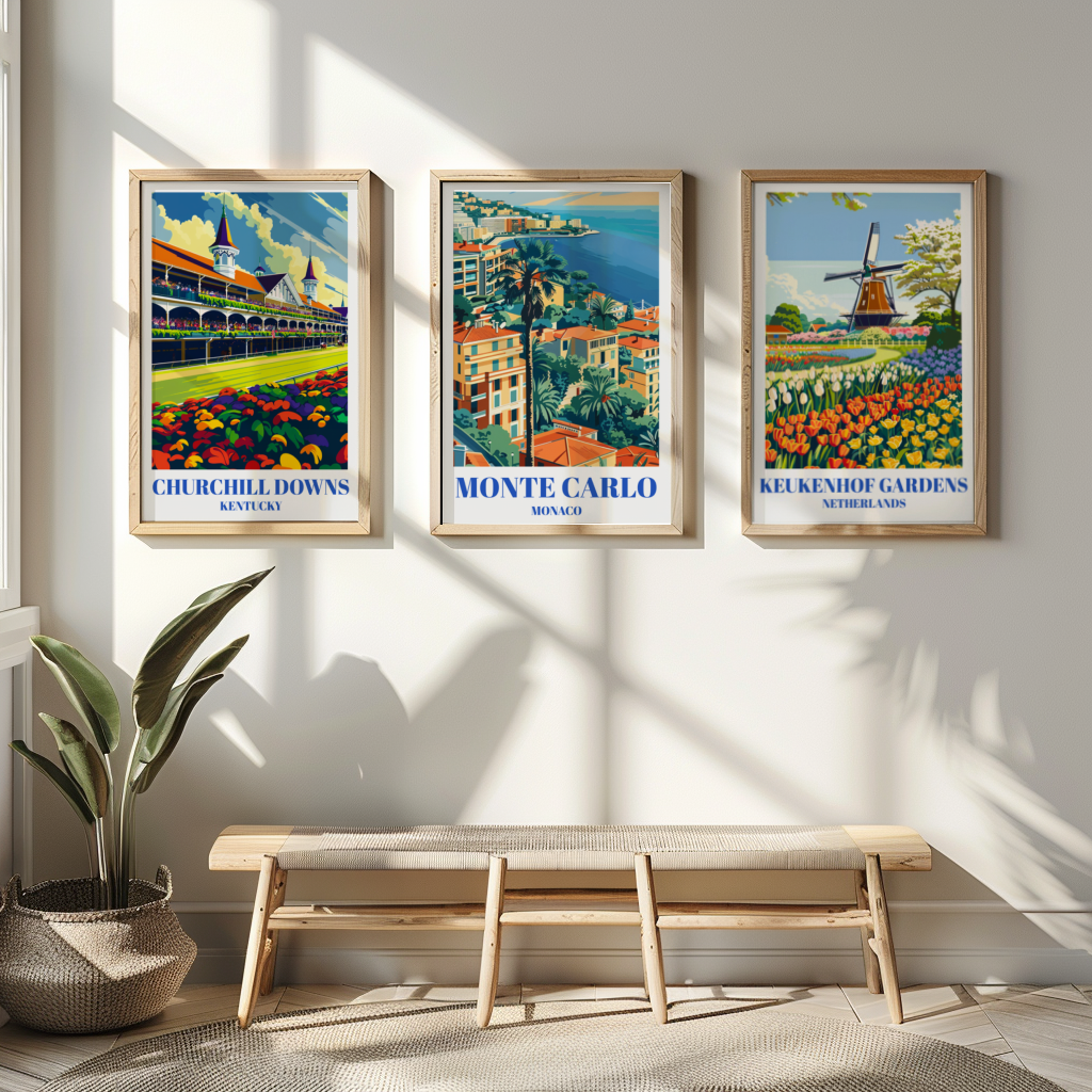 Monaco Travel Poster, Monte Carlo Skyline Art Print, French Riviera Wall Decor