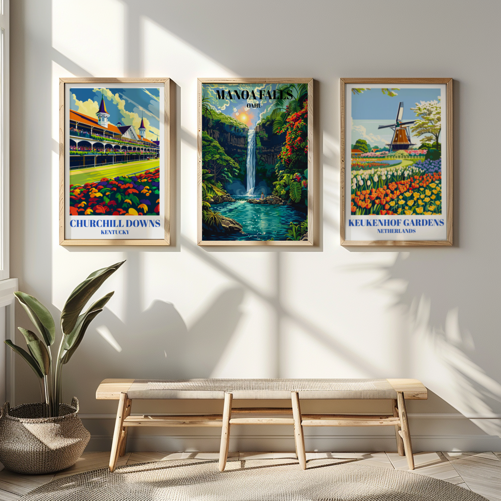 Manoa Falls Travel Poster, Stunning Honolulu Hawaii Waterfall Print