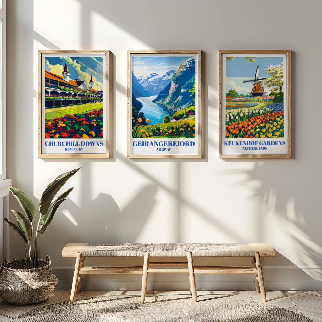 Geirangerfjord Norway Travel Poster, Stunning Scandinavian Landscape