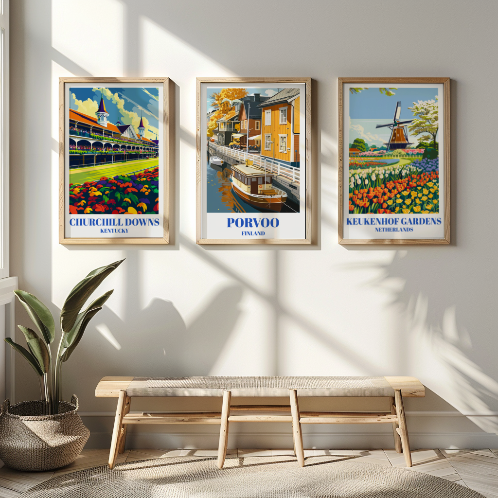 Porvoo, Finland, Charming Travel Poster Featuring Old Town and Cobblestone Streets,