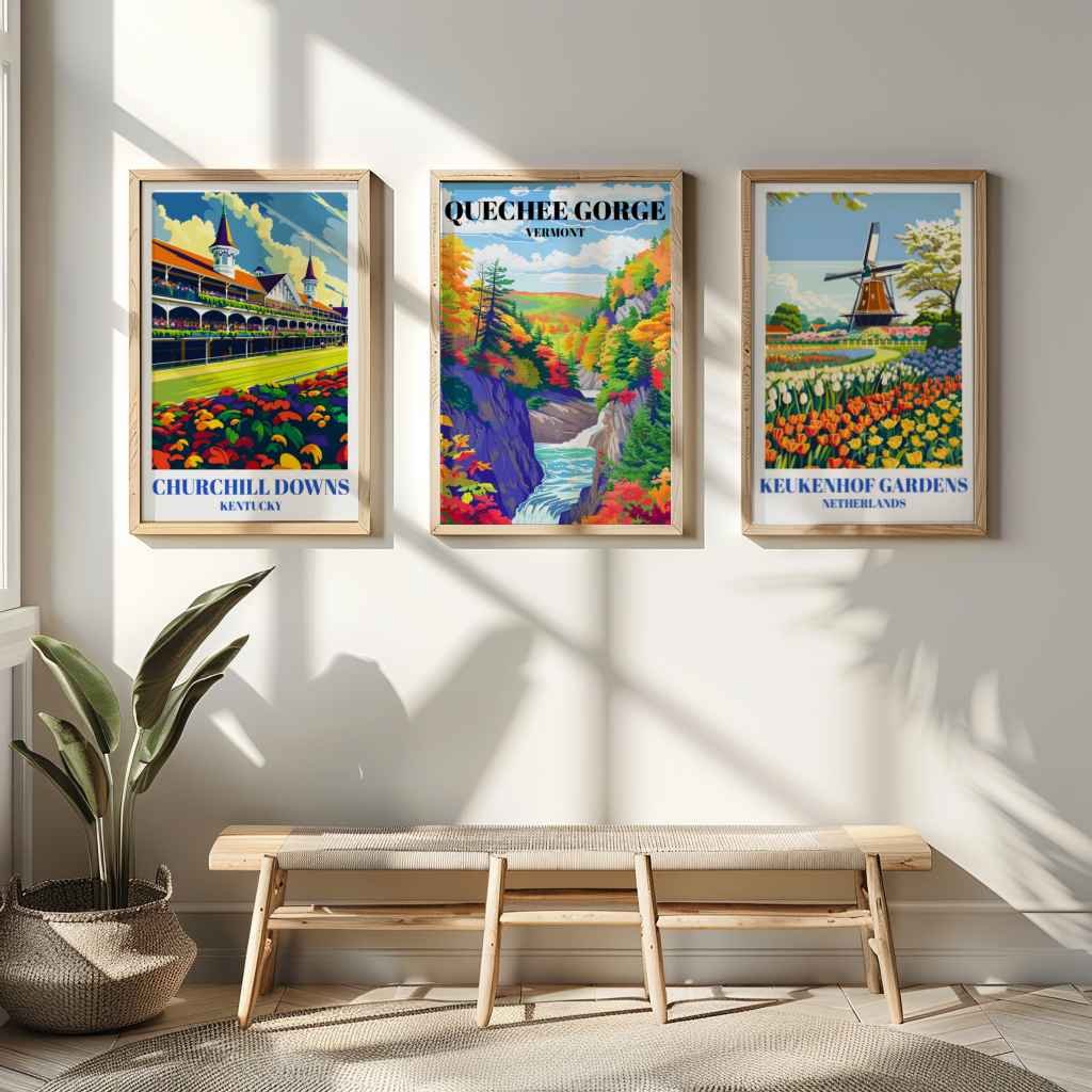 Quechee Gorge Vermont Travel Poster, Scenic Nature Landscape