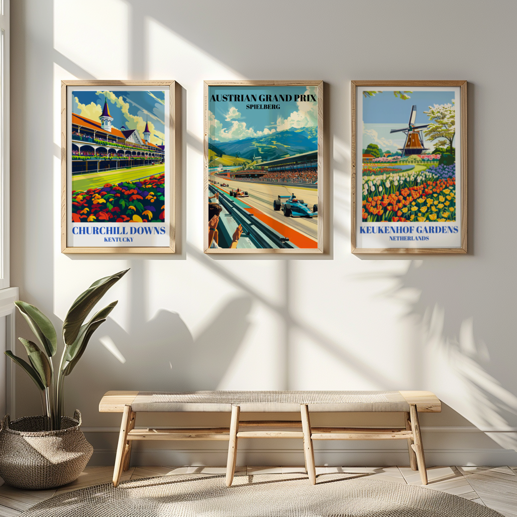 Austrian Grand Prix Spielberg Travel Poster, F1 Racing Circuit Illustration