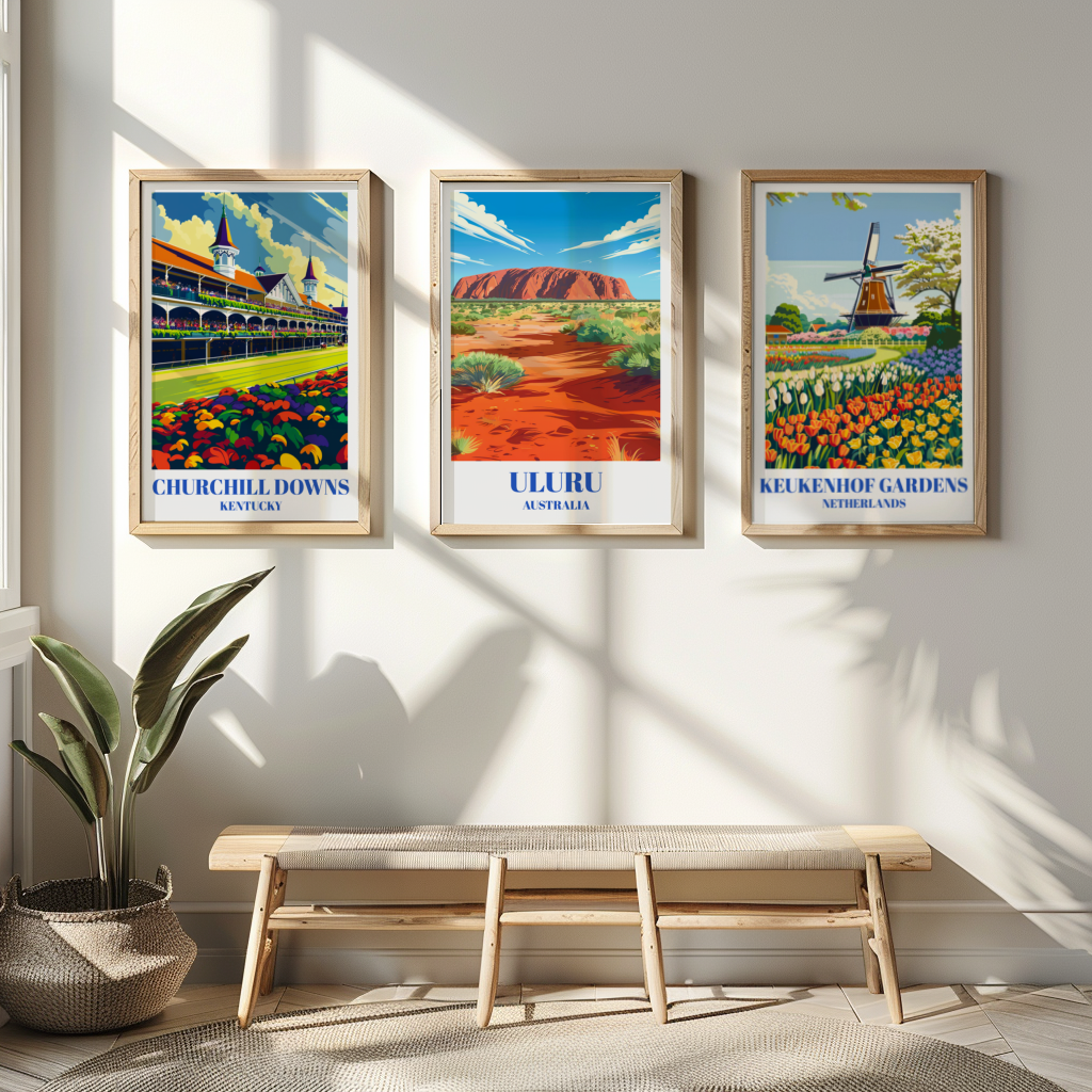 Travel Poster of Uluru (Ayers Rock) Australia - Iconic Red Centre Landscape Art Prin