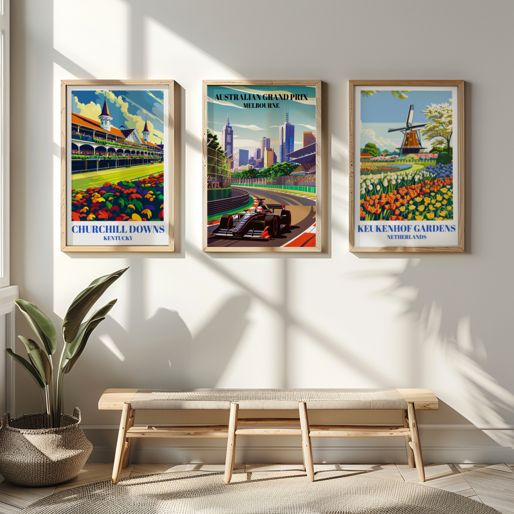 Australian Grand Prix Melbourne Circuit Travel Poster, Formula 1 Racing Wall Art