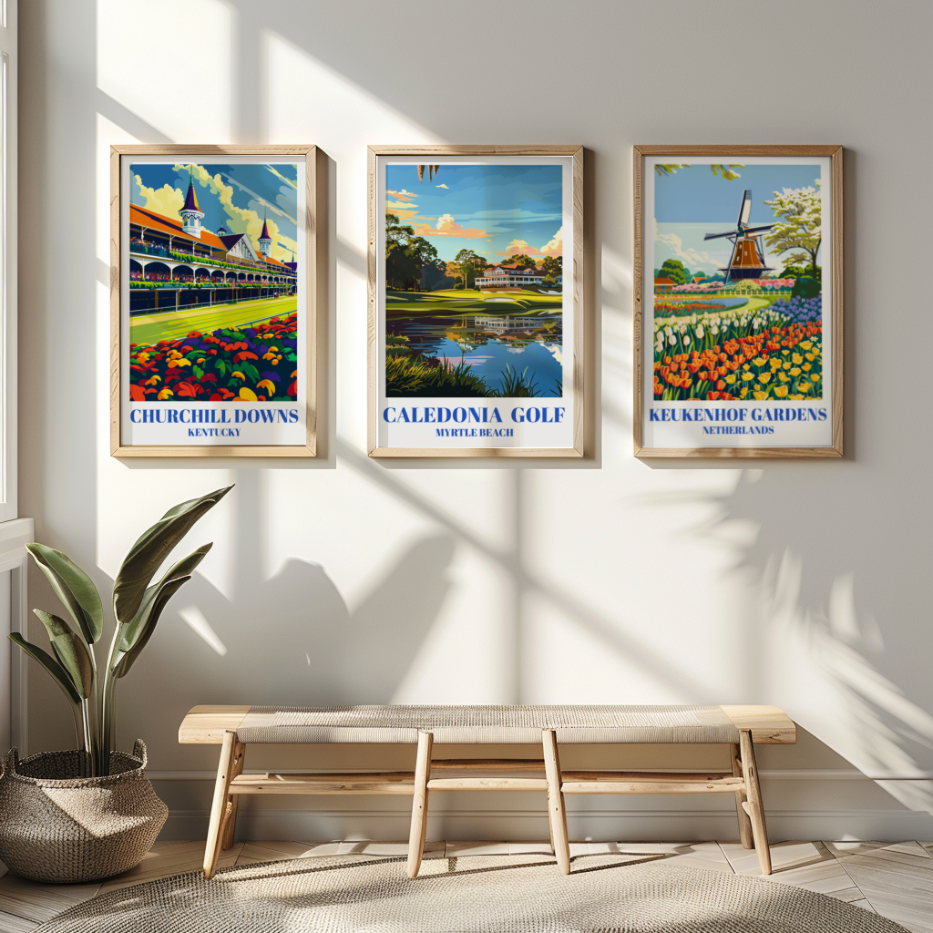 Myrtle Beach South Carolina Golf Course Travel Poster, Coastal Wall Art Decor Print