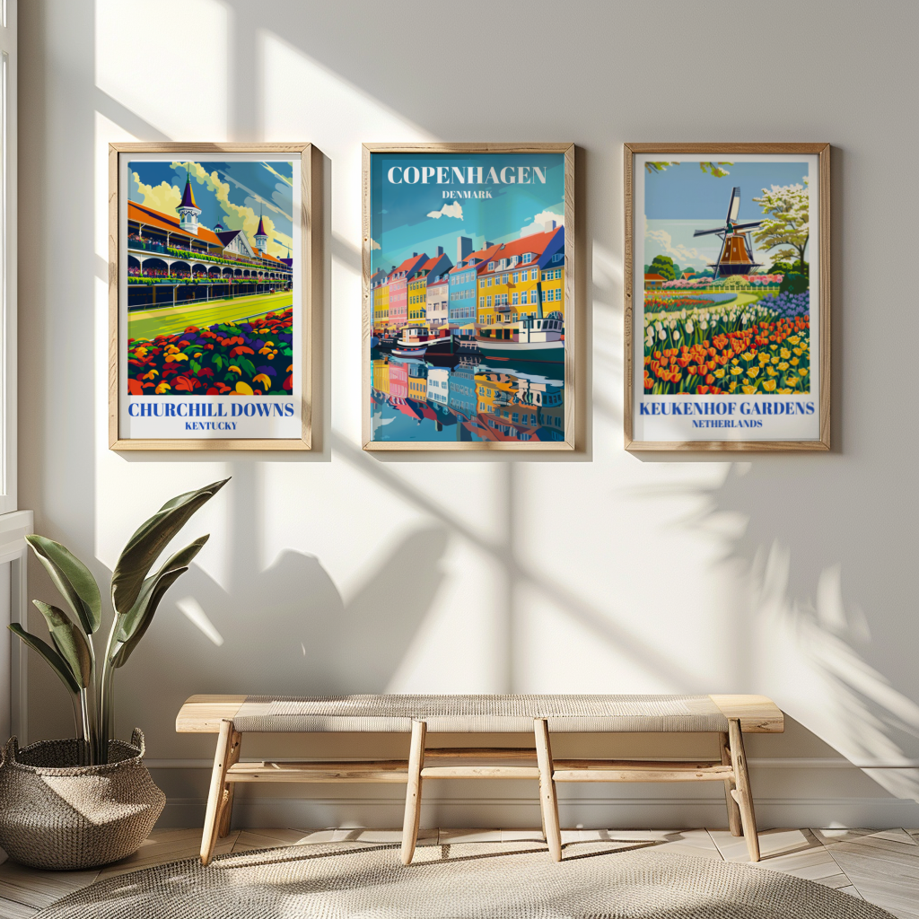 Nyhavn Copenhagen Denmark Travel Poster, Scandinavian Wall Art