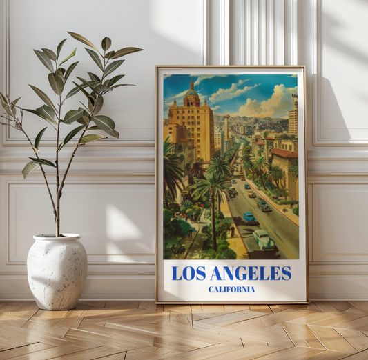 1940s Los Angeles Travel Poster, Retro California Wall Art Print