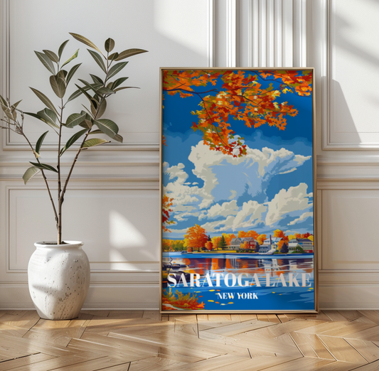 Scenic Saratoga Lake Travel Poster Print, Wall Art Decor for Home or Office