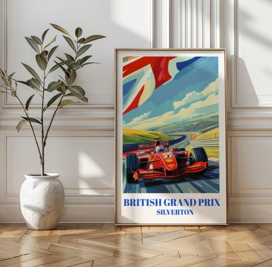 British Grand Prix Silverstone Travel Poster, F1 Racing Art Print