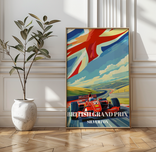 British Grand Prix Silverstone Travel Poster, F1 Racing Art, Motorsport Wall Print
