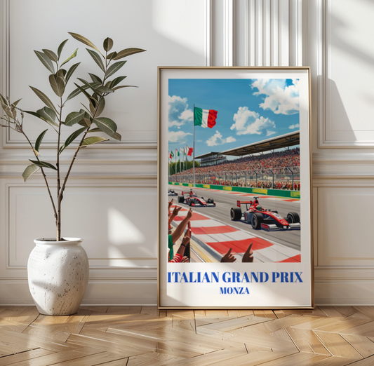 Monza Italian Grand Prix Travel Poster, Formula 1 Racing Wall Art