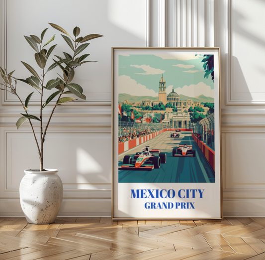 Mexico City Grand Prix Travel Poster, Formula 1 Autódromo Hermanos Rodríguez Racing