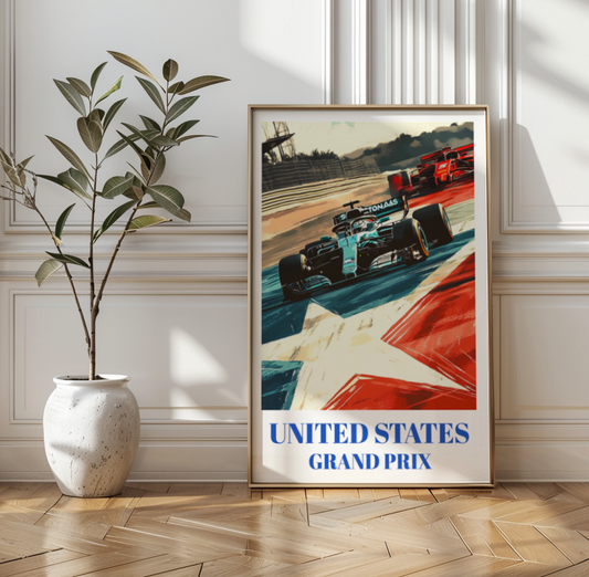 Grand Prix United States Travel Poster, Austin TX F1 Circuit of the Americas Art Print