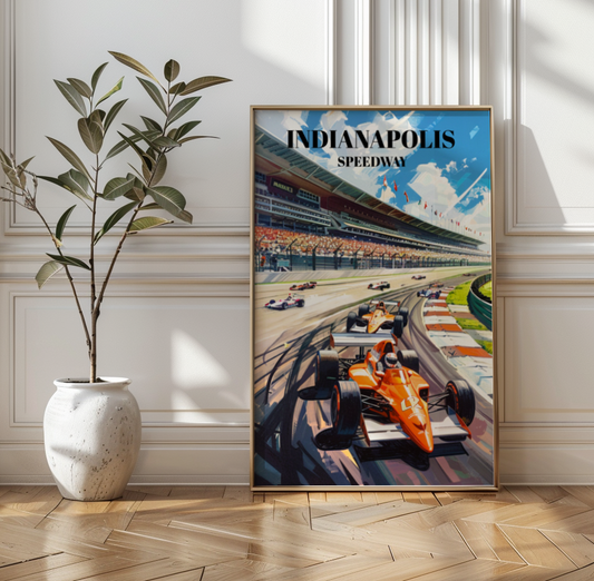 Indianapolis Speedway Racetrack Travel Poster. Indy-500 Wall Art