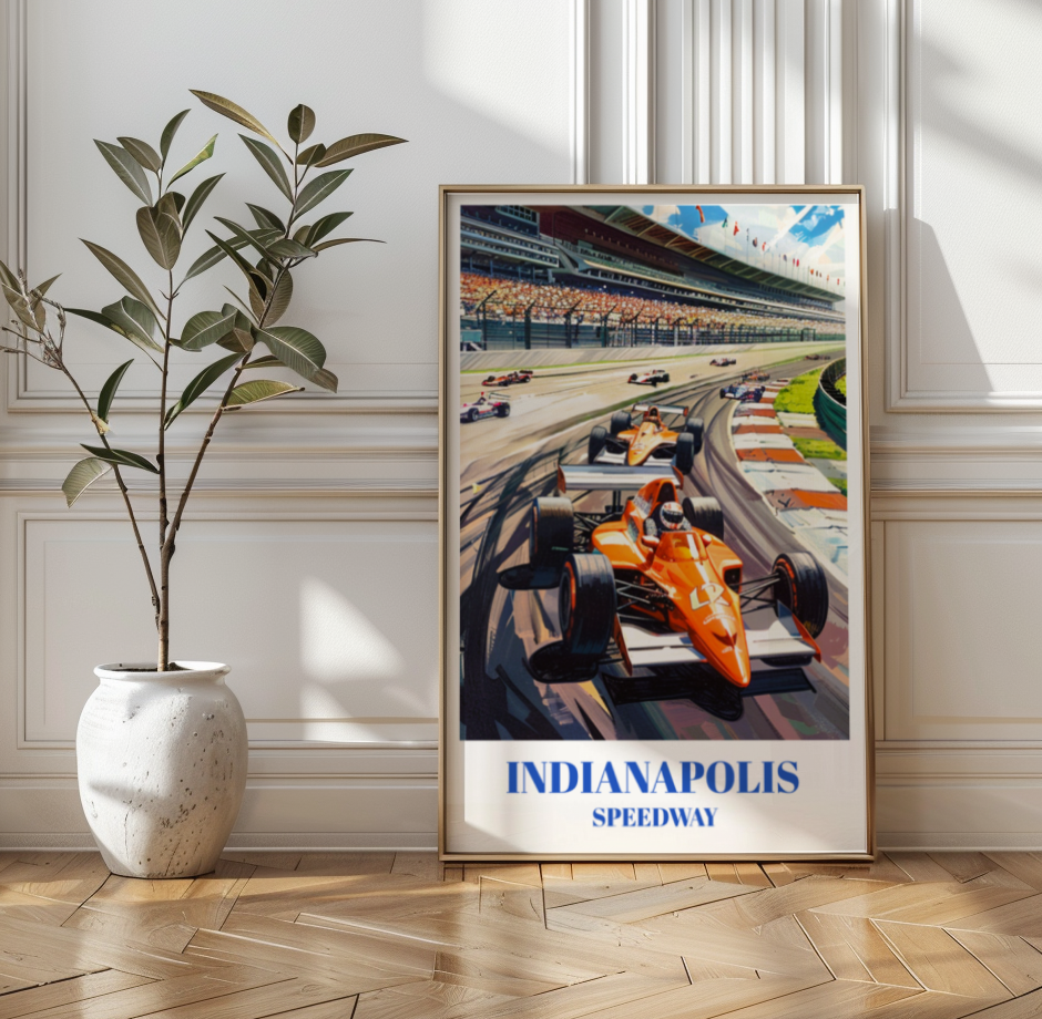 Indianapolis Racetrack Travel Poster. Indy 500 Wall Art, Indianapolis Speedway