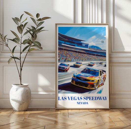 Las Vegas Speedway Travel Poster - Vintage Racing Track Wall Art Print