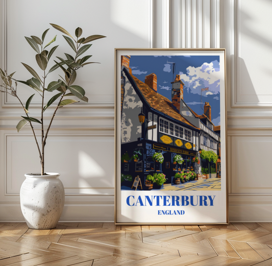 Canterbury, England Vintage-Inspired Travel Poster