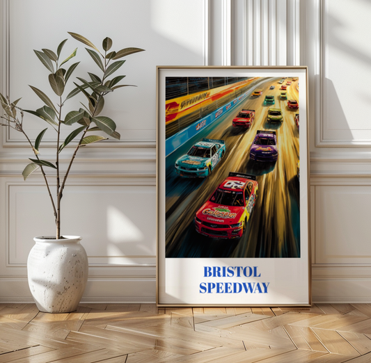 Bristol Motor Speedway Travel Poster, NASCAR Racing Art Print, Bristol, Tennessee Wall Decor,