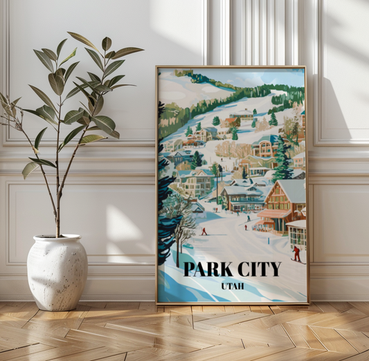 Park City Utah Travel Poster, Ski Resort Wall Art Print