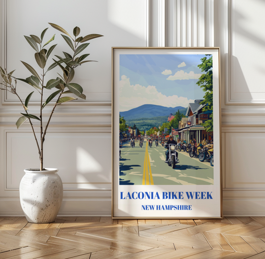 Laconia Bike Week New Hampshire Travel Poster