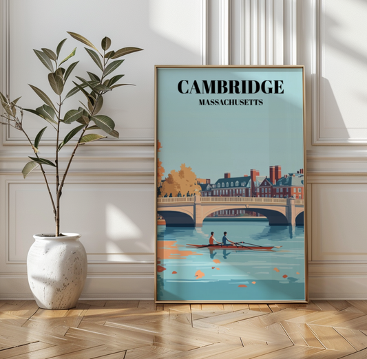 Cambridge Massachusetts Travel Poster, Harvard University Wall Art