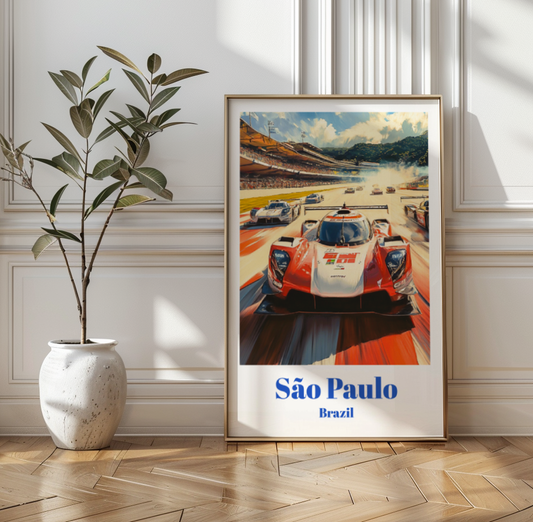 6 Hours of São Paulo Travel Poster Interlagos Circuit Brazil Wall Art