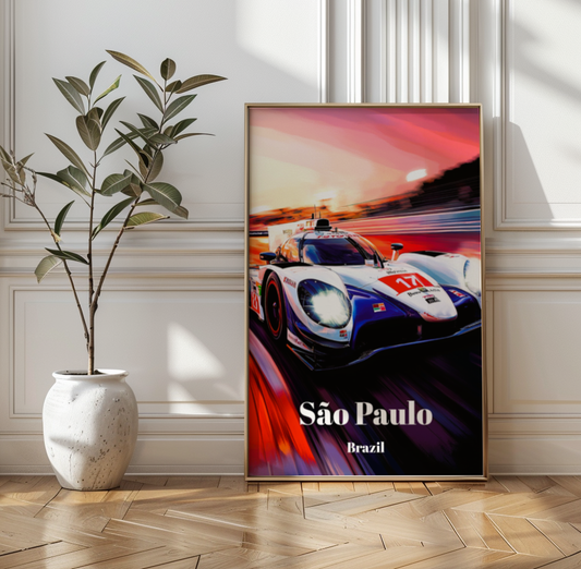 6 Hours of São Paulo Interlagos Circuit Travel Poster, Brazil Motorsport Racing