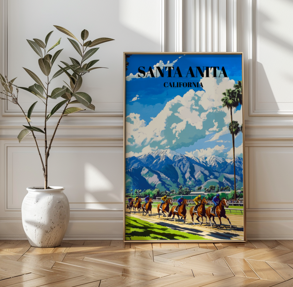 Santa Anita Park Travel Poster - Equestrian Horse Racing Art Print