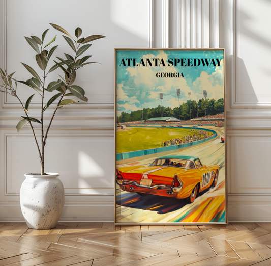 Atlanta Speedway Travel Poster, Racing Art Print, Georgia NASCAR Memorabilia