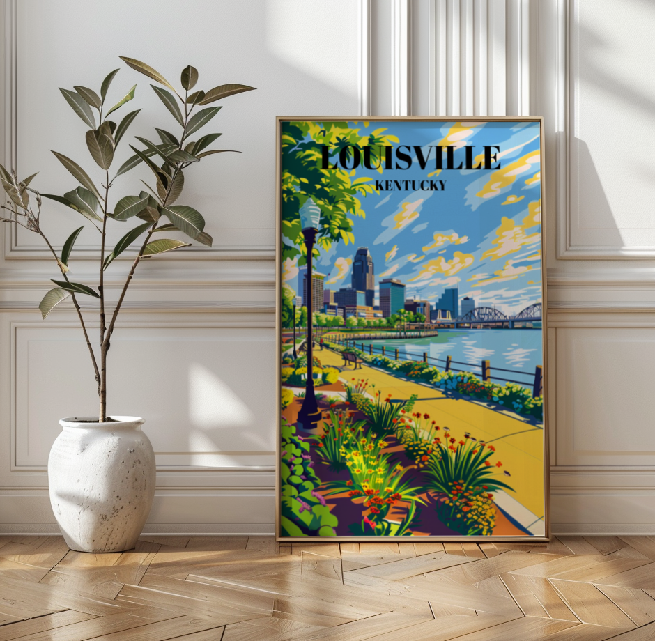 Serene Waterfront Park Louisville Kentucky Travel Poster