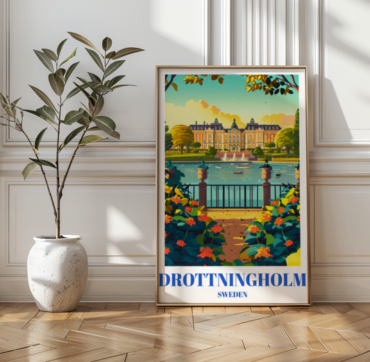 Travel Poster of Drottningholm Palace, Sweden - Historic Royal Residence Art Print