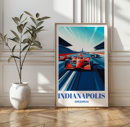 Indianapolis 500 Raceway Travel Poster, Indy Race Track Wall Art
