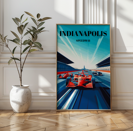 Indy-500 Travel Poster, Indianapolis Motor Raceway Wall Art