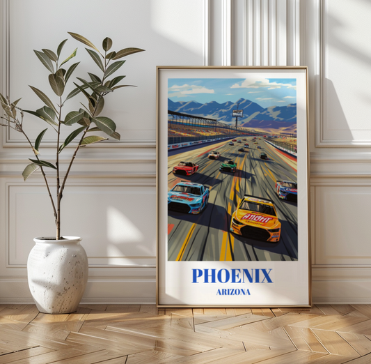 Phoenix Raceway Travel Poster, Avondale Arizona NASCAR Race Track Wall Art