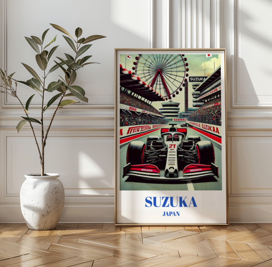 Japanese Grand Prix Travel Poster, Suzuka Circuit F1 Wall Art, Racing Decor