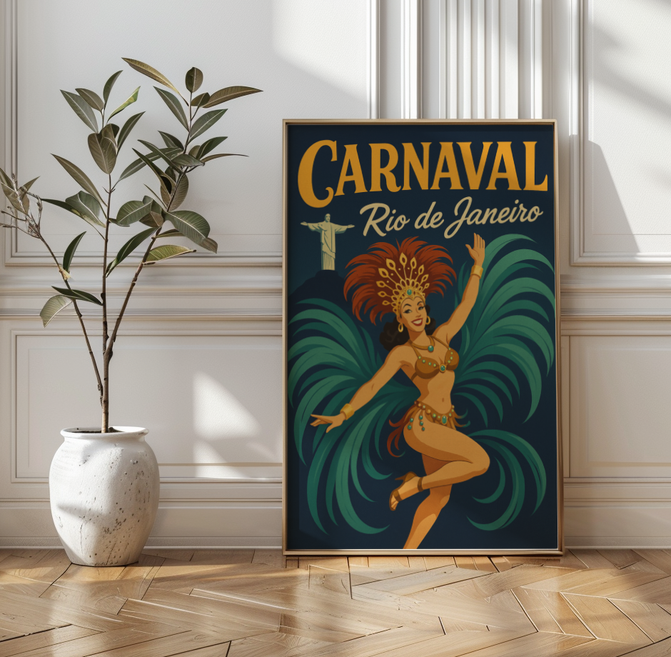 Vintage Rio de Janeiro Travel Poster Carnaval Brazil Art, 1950s Retro – Art  Ful Edge, image size:940x920