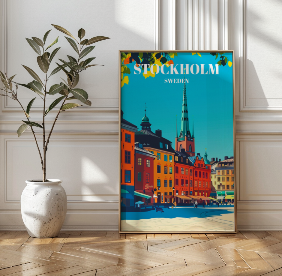 Travel Poster of Gamla Stan (Old Town) Stockholm, Sweden