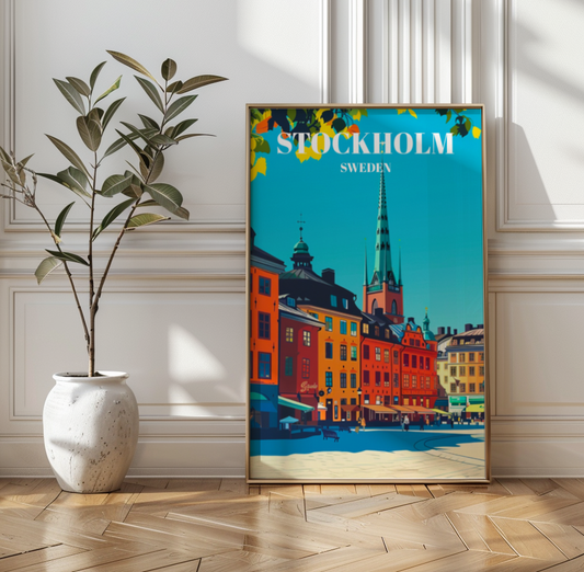 Travel Poster of Gamla Stan (Old Town) Stockholm, Sweden