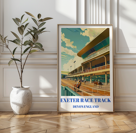 Exeter Horse Racing Track Poster, Devon, England Wall Art