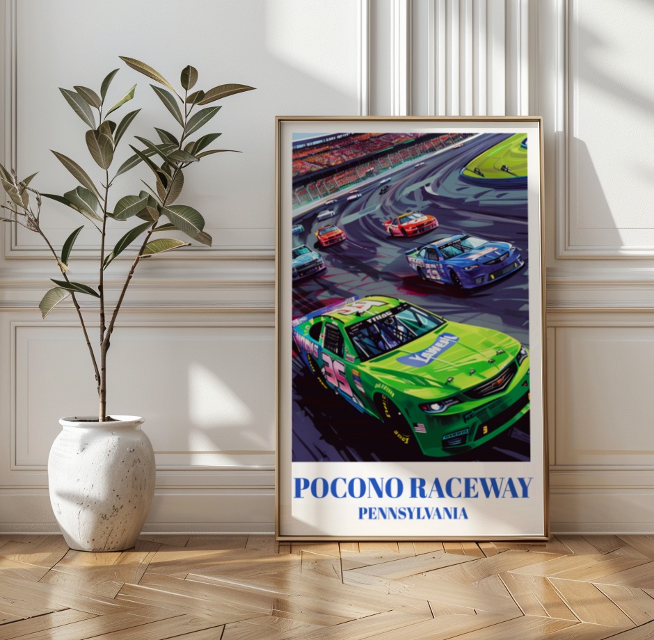 Pocono Raceway NASCAR Race Track Travel Poster,