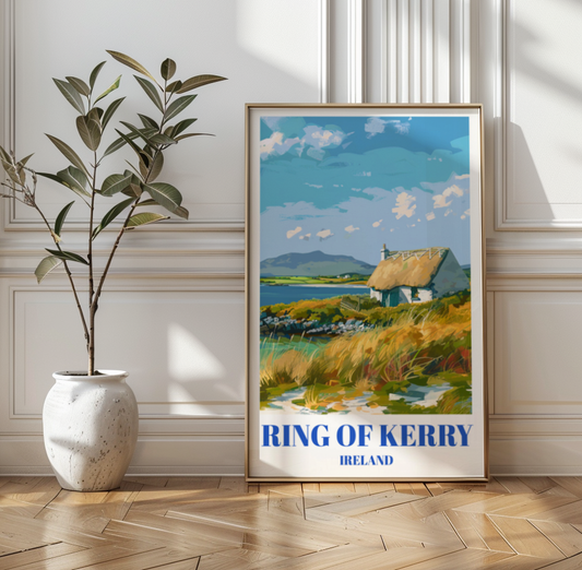 Ring of Kerry Ireland Travel Poster: Scenic Countryside Landscape Art Print