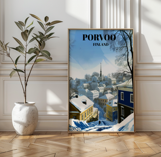 Porvoo, Finland, Charming Travel Poster Featuring Old Town