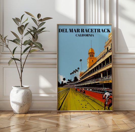 Del Mar Horse Racetrack Travel Poster, California Horse Racing Art Print